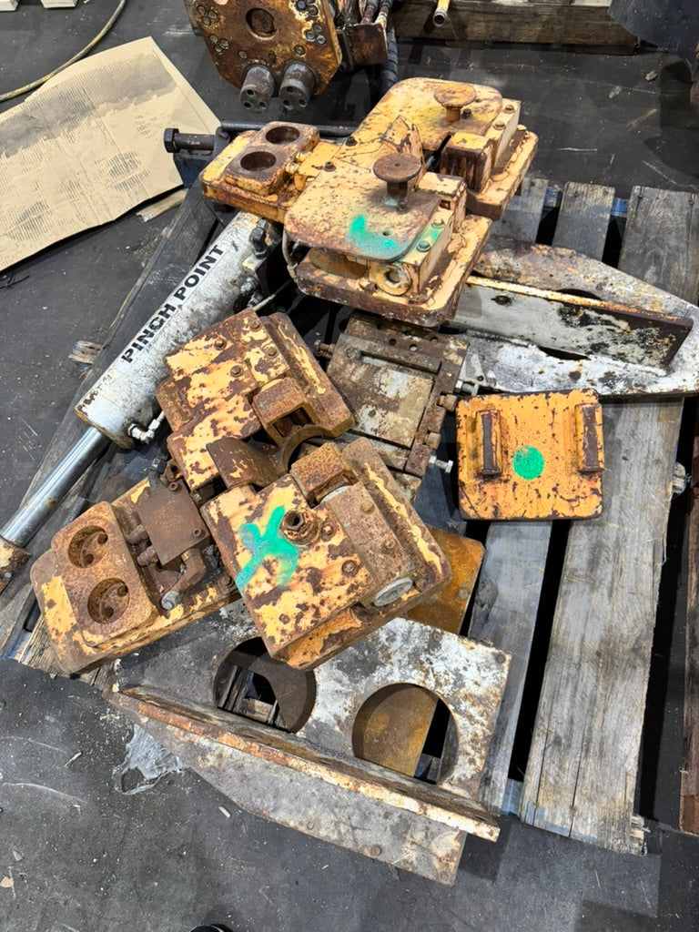 Joy HFX Assorted Spare Parts Lot — Chrome Rods, Cylinders, Gripper Jaw Head plates, Bottom Plates (Used)